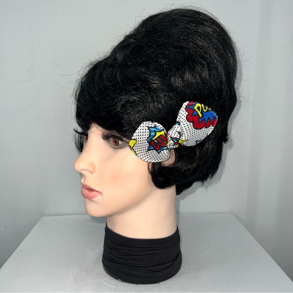Comic Book Words Polka Dot Bandana Knotted Hair Bow - Picture 6 of 11